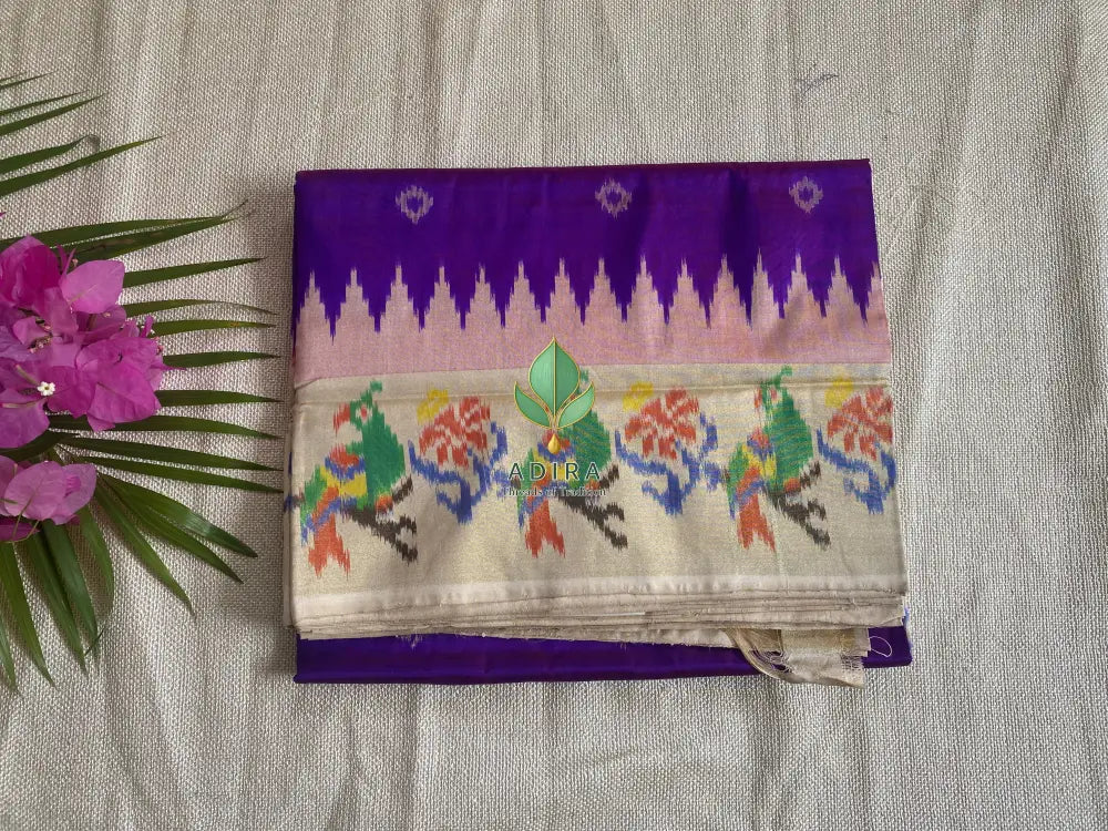 Purple Ikkat Hand Oven Silk Saree - Ikkat Silk Saree